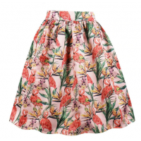 Multicolor Floral Print Skirt White Pleated (7) TL